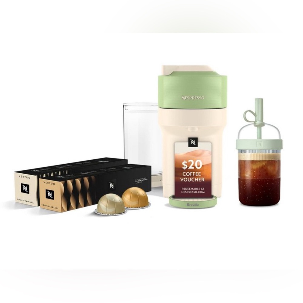 NIB NESPRESSO travel tumbler - BRAND NEW, NEVER USED. Mint green edition.